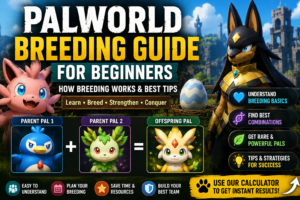 Palworld breeding guide for beginners with parent Pals and offspring result