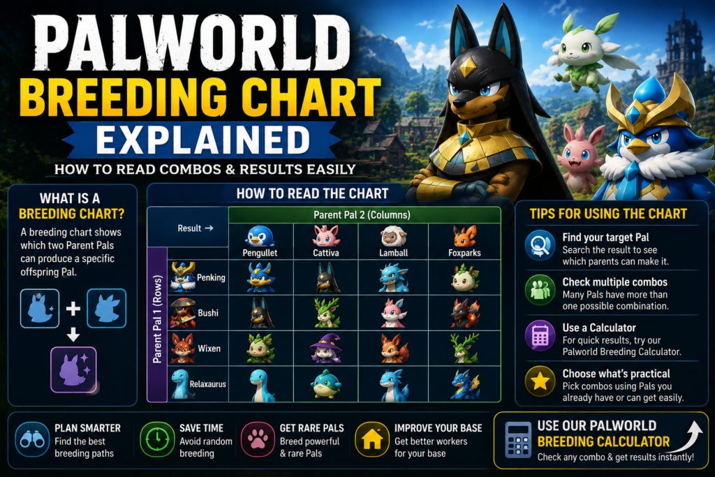 Palworld Breeding Chart Explained – How to Read Combos & Results